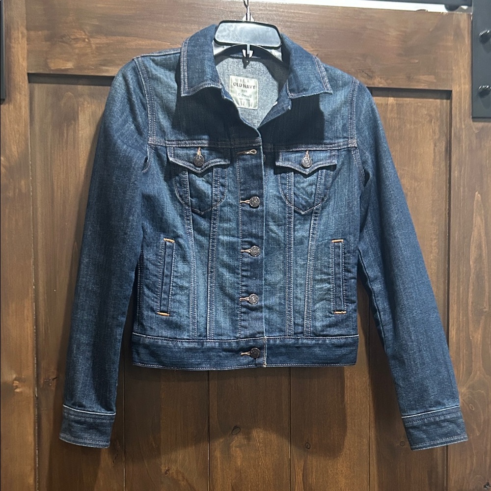 E503 Old Navy Dark Blue Jean Jacket Sz XS